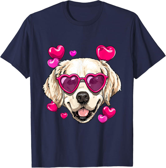 Golden Retriever Valentines Day Dog Golden Retriever Lovers T-Shirt - T-Shirt | Navy