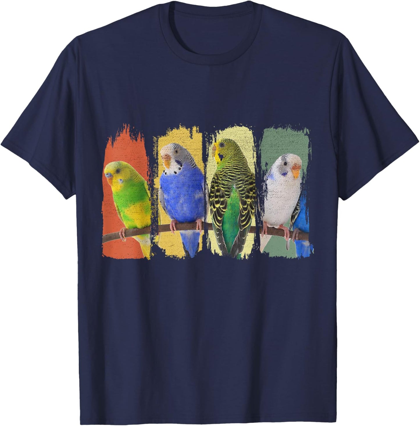 Budgie Bird Budgerigar Retro T-Shirt - T-Shirt | Navy