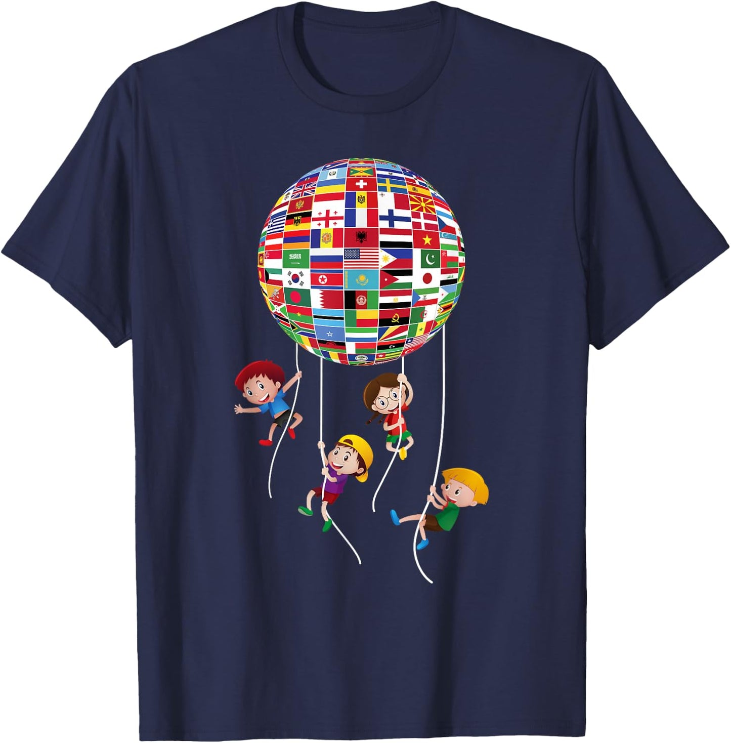 Flags Of The World Cultural Diversity Kids Around The Globe T-Shirt - T-Shirt | Navy