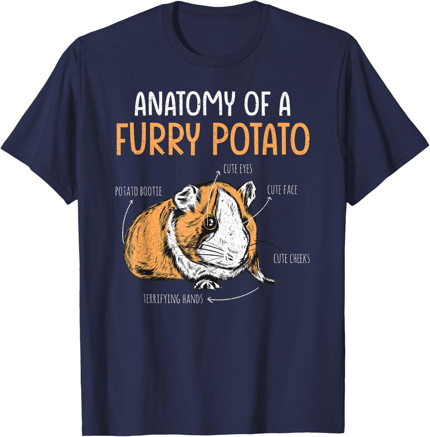 Anatomy Of A Furry Potato Funny Guinea Pig Lover T-Shirt - T-Shirt | Navy