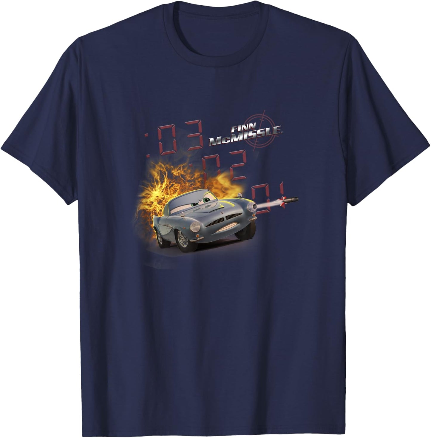 Disney Pixar Cars 2 Finn McMissile 03 02 01 Cool Explosion T-Shirt - T-Shirt | Navy