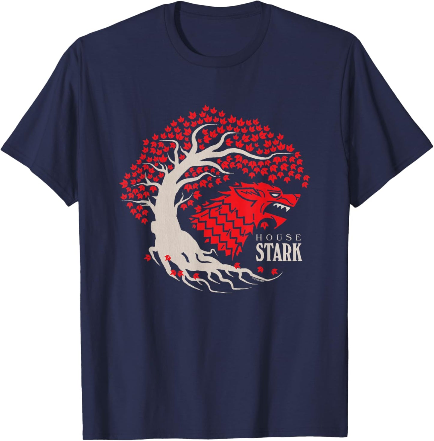 Game Of Thrones Iconic House Stark Epic Wolf Big Chest Logo T-Shirt - T-Shirt | Navy