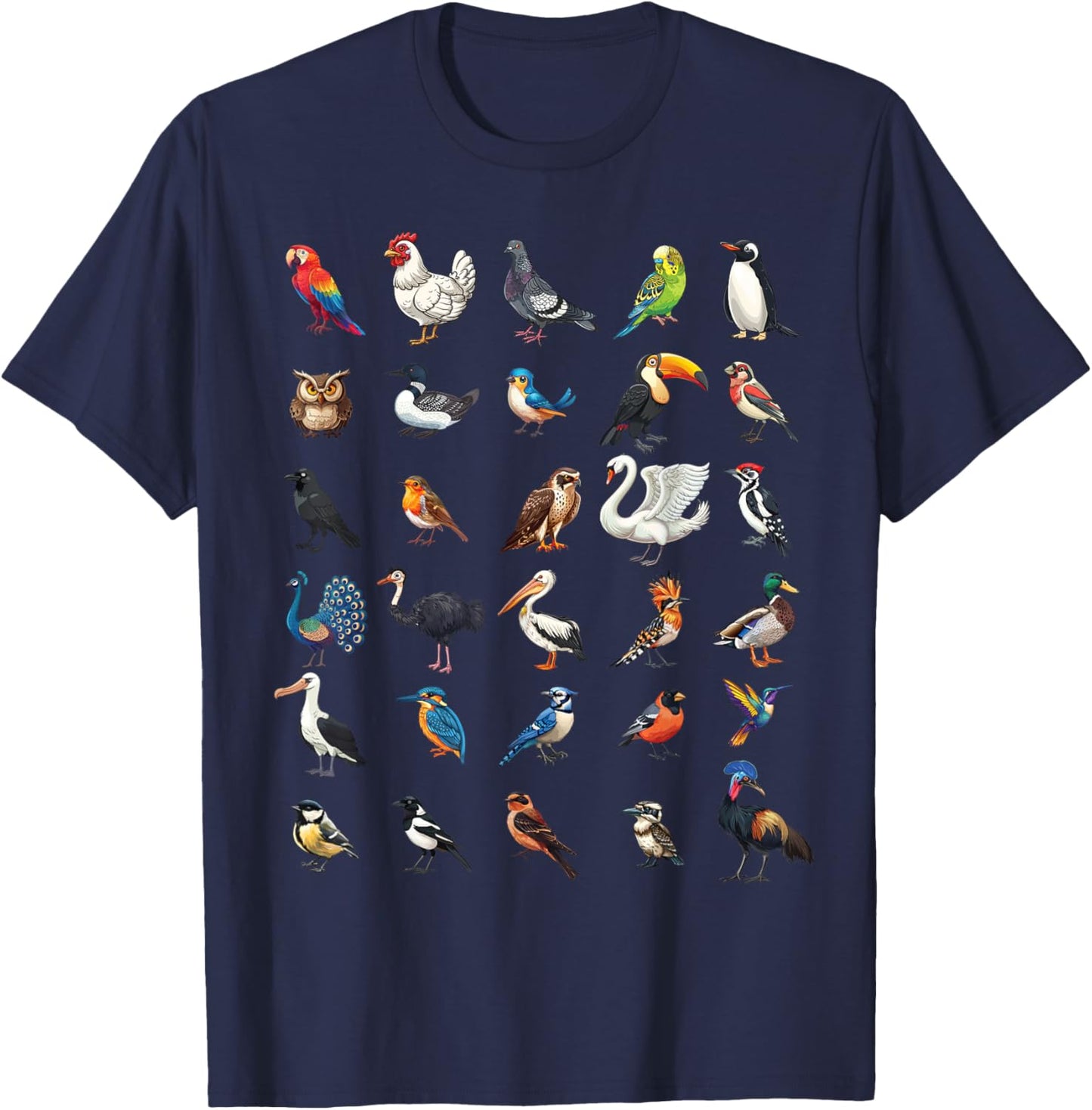 Types of Birds Educational Boys Girls Kids T-Shirt - T-Shirt | Navy