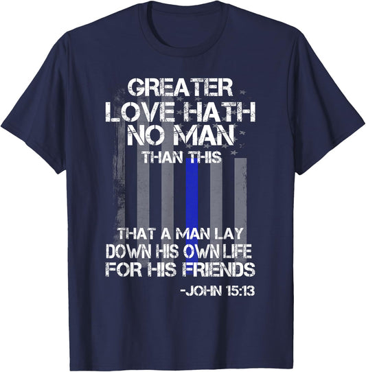 Christian Police Officer Bible Quote Shirt T-Shirt - T-Shirt | Navy