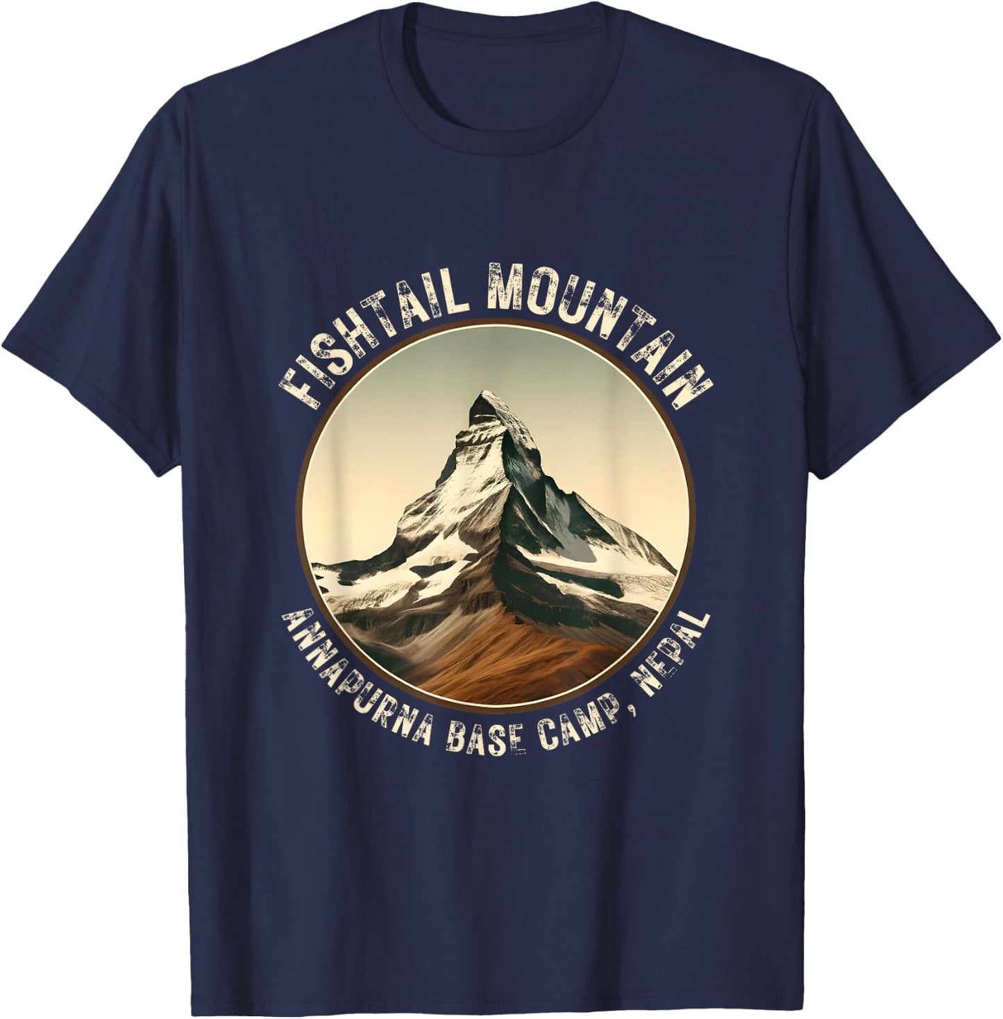 Annapurna Base Camp Machhapuchhre Fishtail Vintage Mountain T-Shirt - T-Shirt | Navy