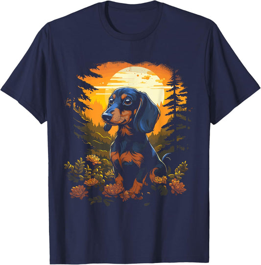 Dachshund in the Forest for Nature Enthusiasts T-Shirt - T-Shirt | Navy