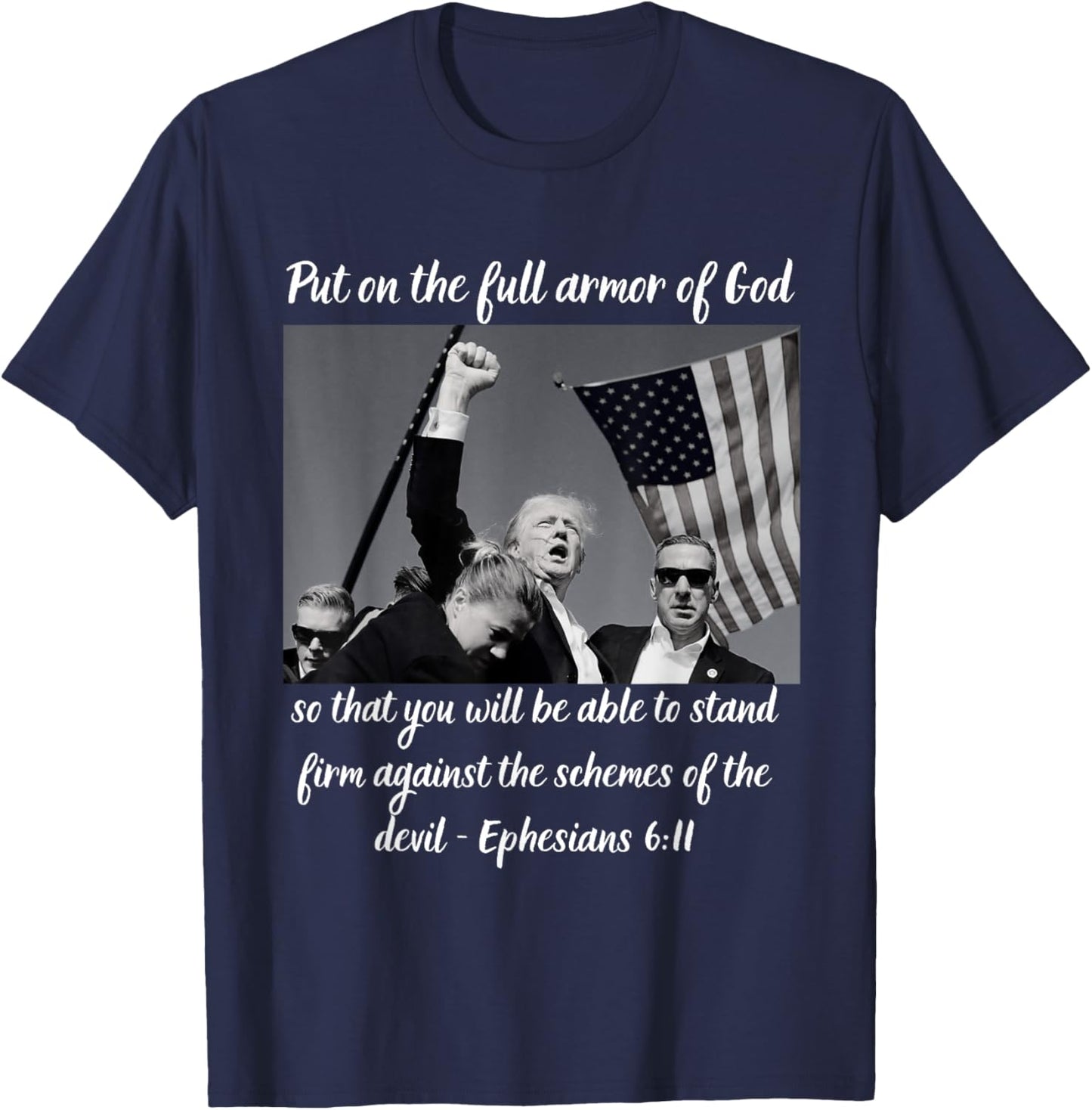 Donald Trump Fist Pump Flag 7 13 T-Shirt - T-Shirt | Navy