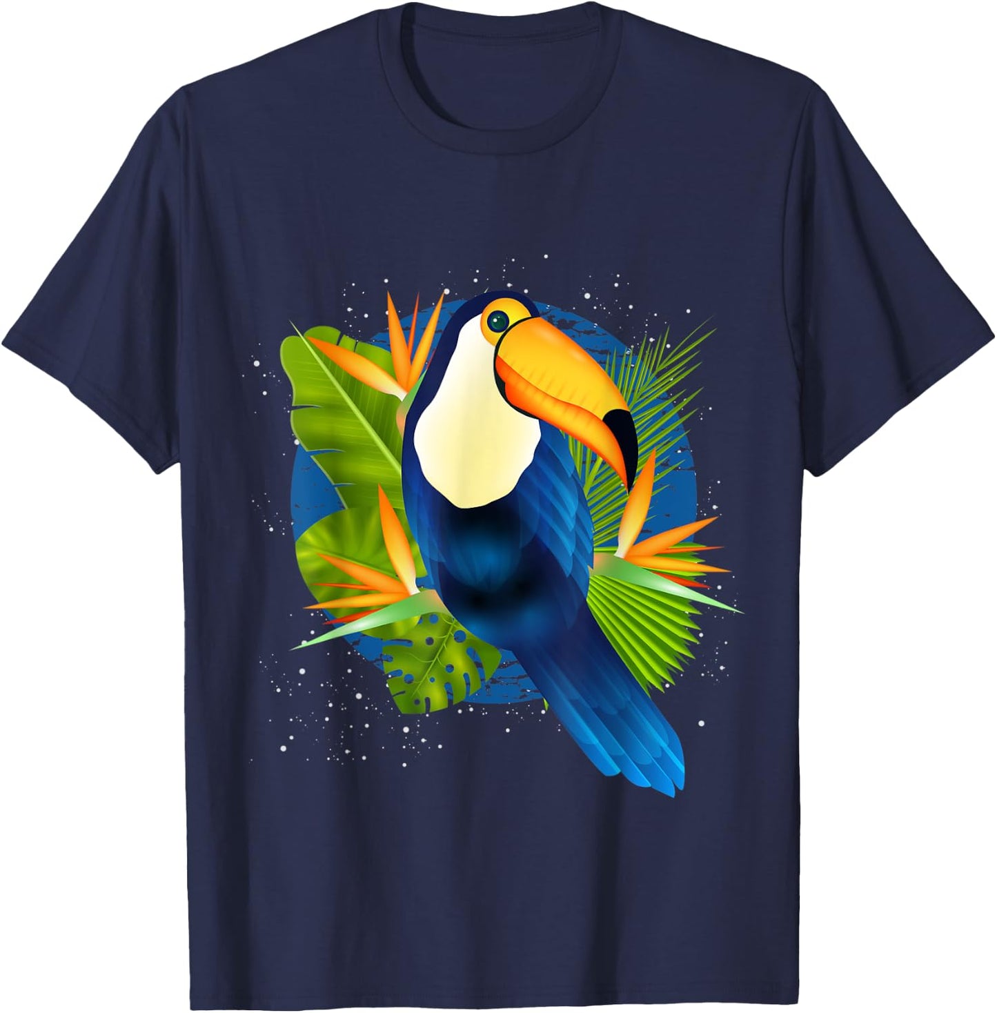 Tropical Nature Tree Leaves Toucan T-Shirt - T-Shirt | Navy
