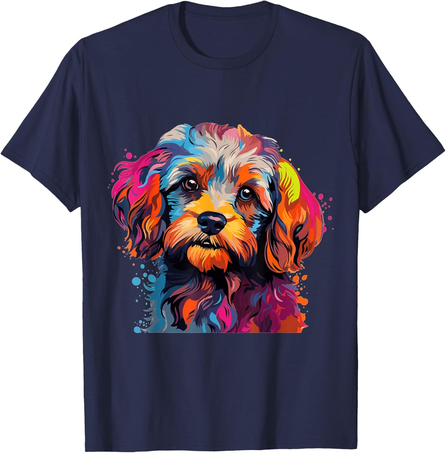 Cavapoo Dog Breed Pet Cute Colorful Pop Art Graphic T-Shirt - T-Shirt | Navy