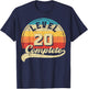 Level 20 Complete Gamer 20th Wedding Anniversary Retro T-Shirt - T-Shirt | Navy