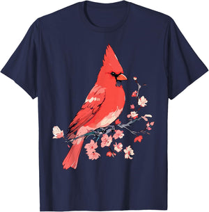 Cardinal bird. Nature's ruby. Beauty in red. T-Shirt - T-Shirt | Navy