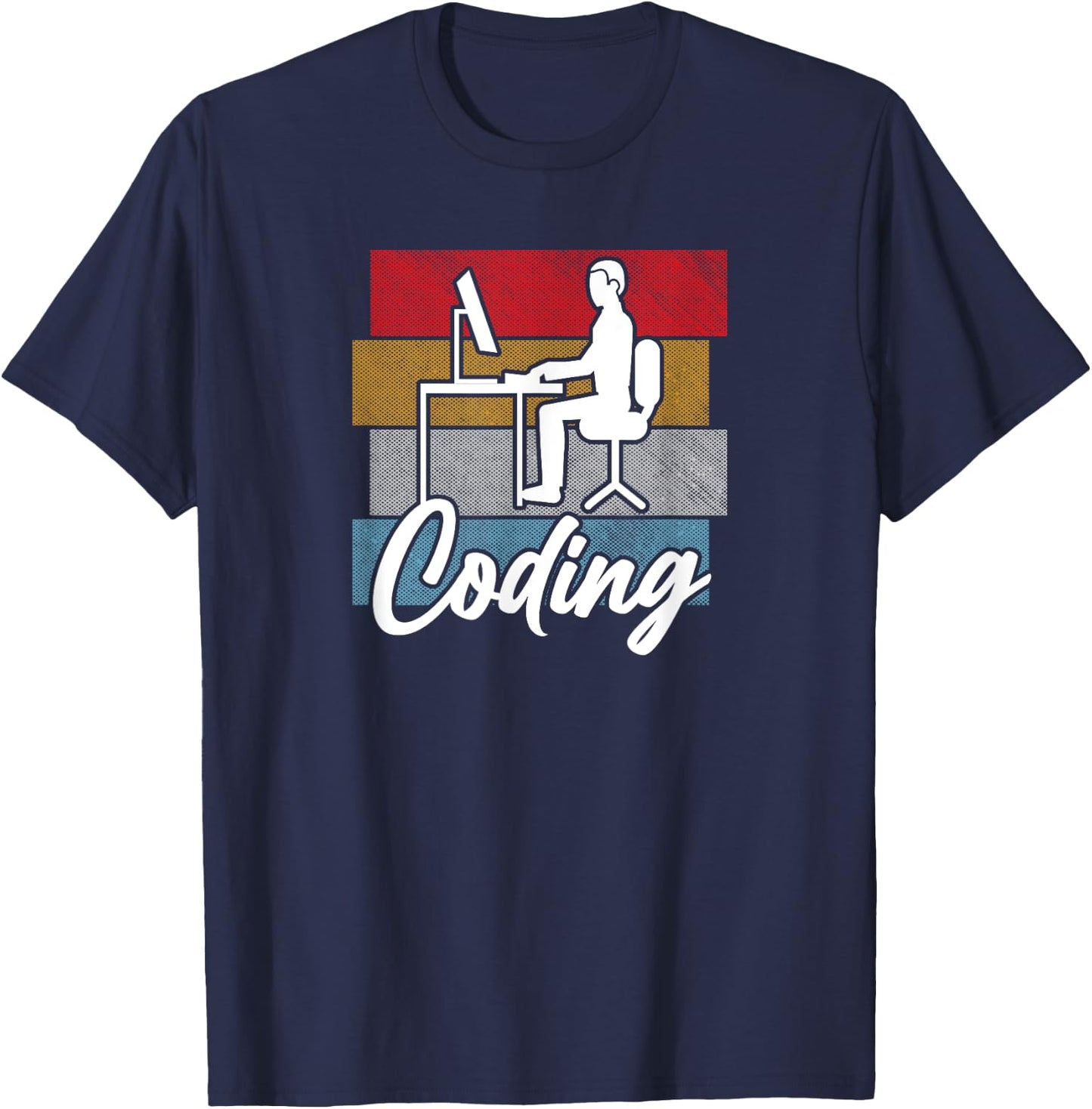 Coding Retro Vintage - Programmer Developer Computer Science T-Shirt - T-Shirt | Navy