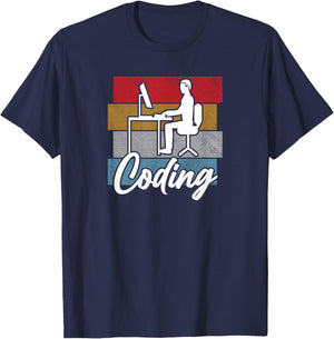 Coding Retro Vintage - Programmer Developer Computer Science T-Shirt - T-Shirt | Navy