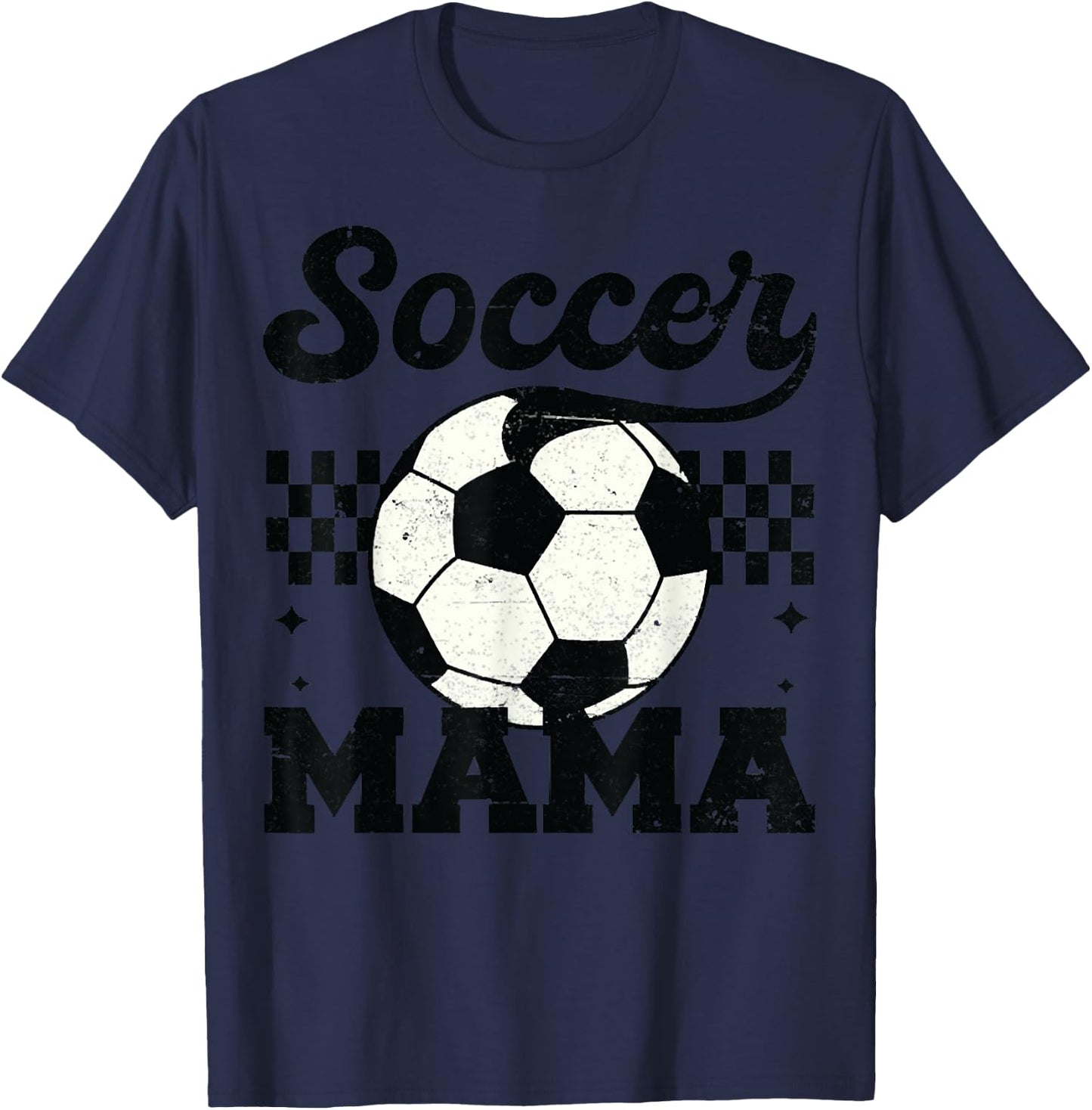Checkered Soccer Mama Retro Soccer Mom Soccer Season Outfit T-Shirt - T-Shirt | Navy