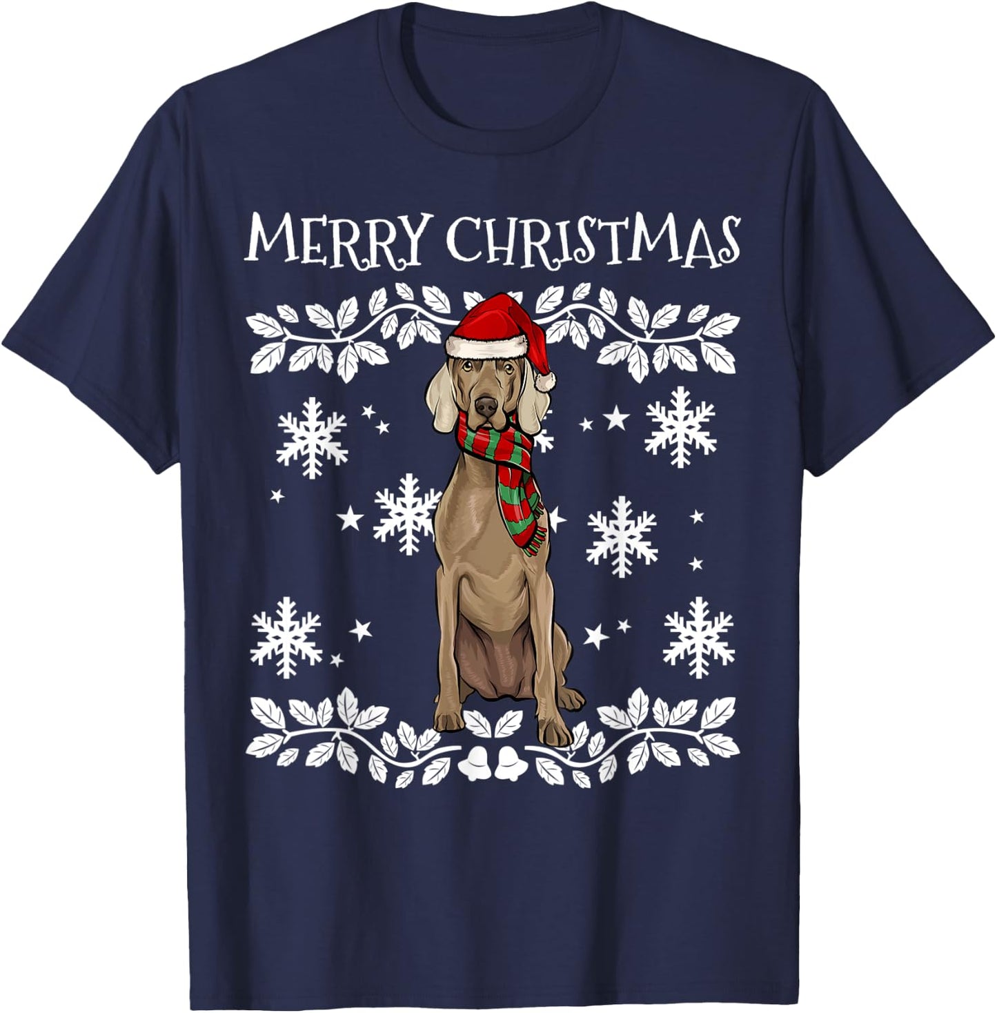 Merry Christmas Ornament Weimaraner Xmas Santa T-Shirt - T-Shirt | Navy