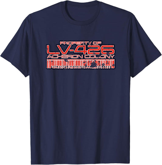 Aliens Property of LV-426 Acheron Colony Retro 80s T-Shirt - T-Shirt | Navy