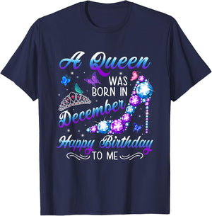 A queen was born in December Birthday Quote December Women T-Shirt - T-Shirt | Navy