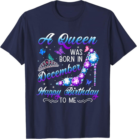 A queen was born in December Birthday Quote December Women T-Shirt - T-Shirt | Navy