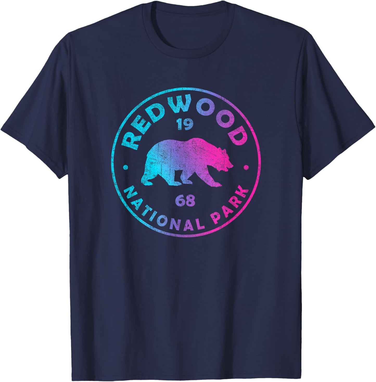 Redwood National Park CA Tie Dye Bear Boys Girls Hiking T-Shirt - T-Shirt | Navy