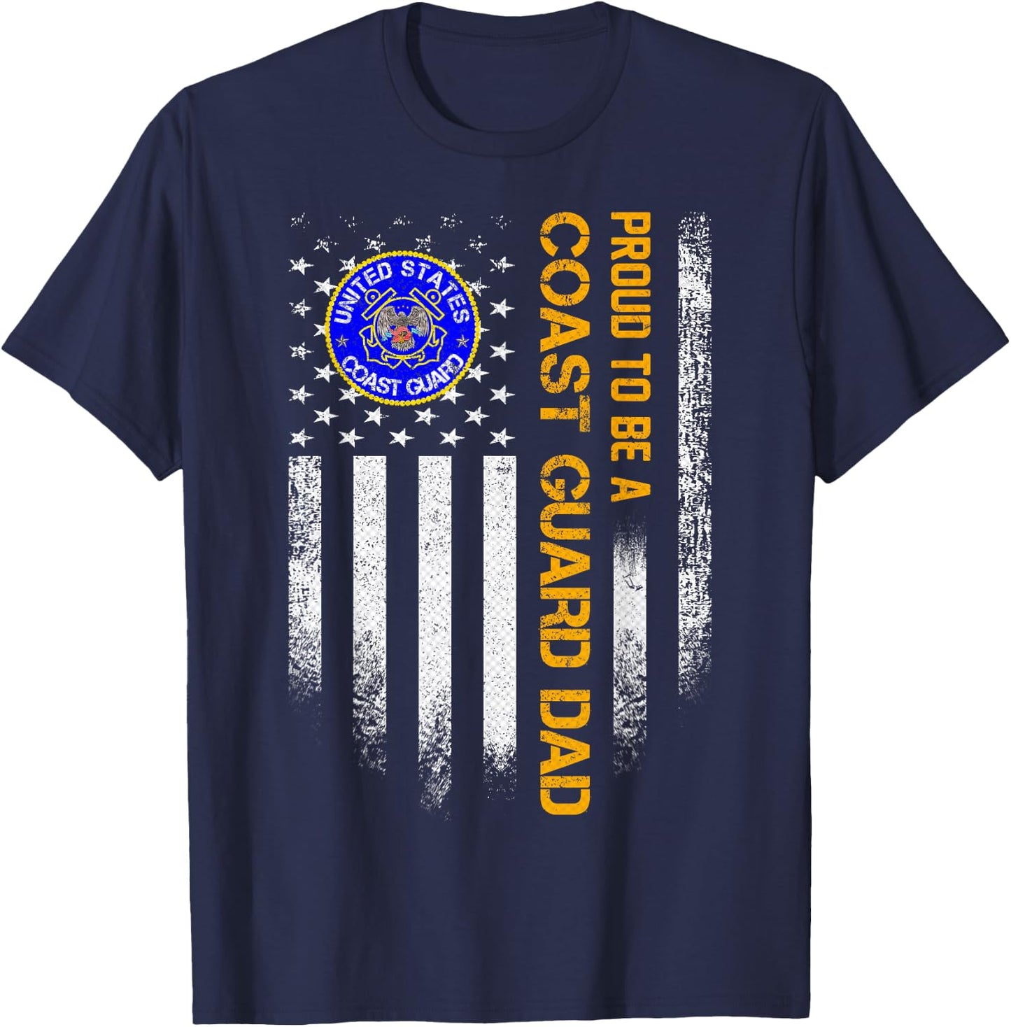 Vintage USA American Flag Proud To Be A Coast Guard Dad T-Shirt - T-Shirt | Navy