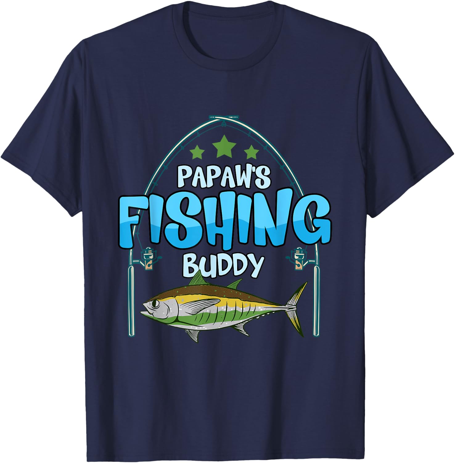 Fishing Papaw's Fishing Buddy Fish Fisherman Boys T-Shirt - T-Shirt | Navy
