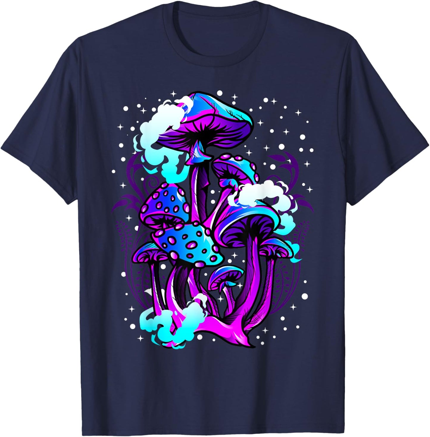 Cool Psychedelic Magic Shrooms Morel Portobello Mushrooms T-Shirt - T-Shirt | Navy