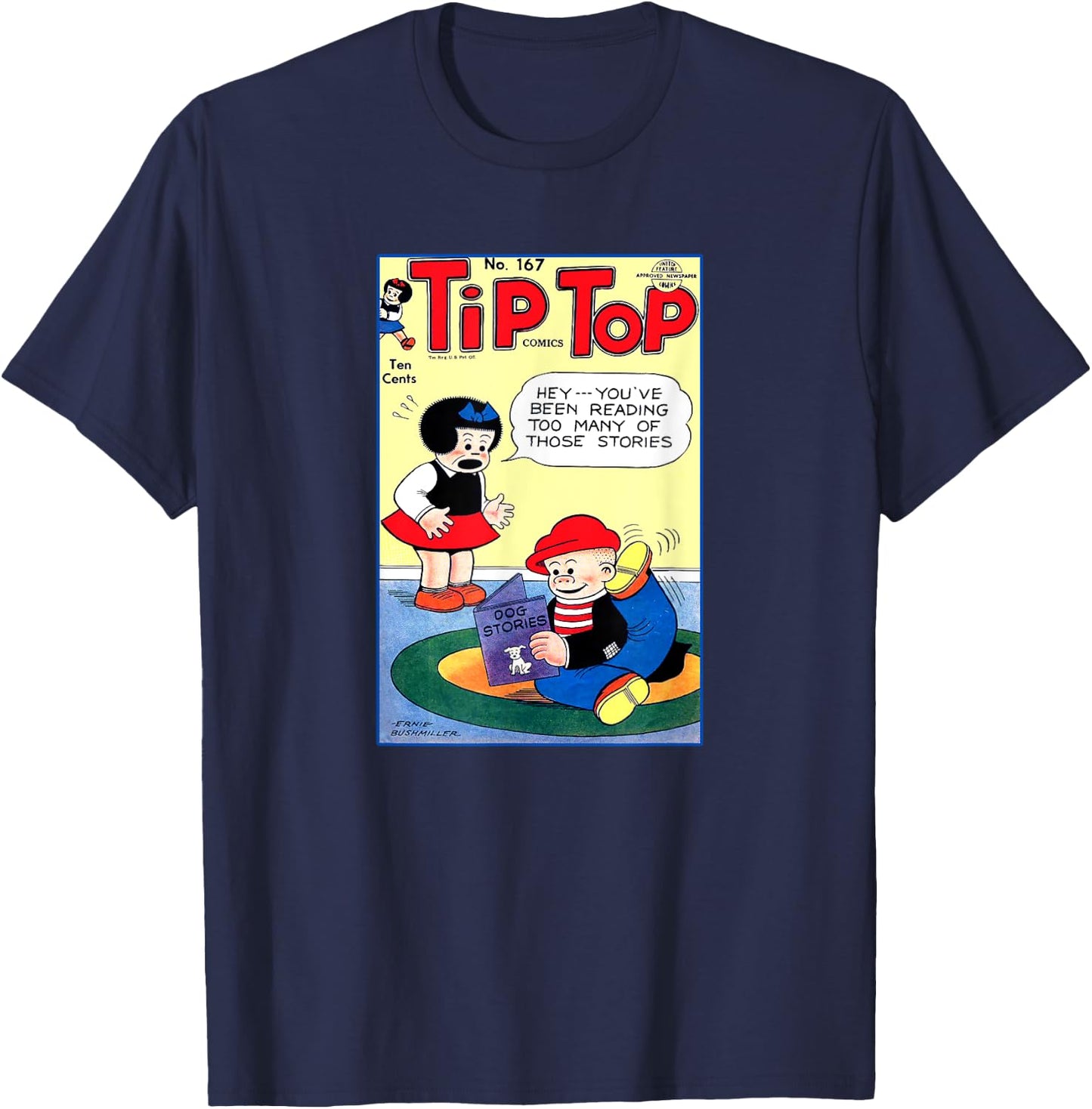 Nancy & Sluggo Comic Cover | Dog Stories Scratching Fleas T-Shirt - T-Shirt | Navy