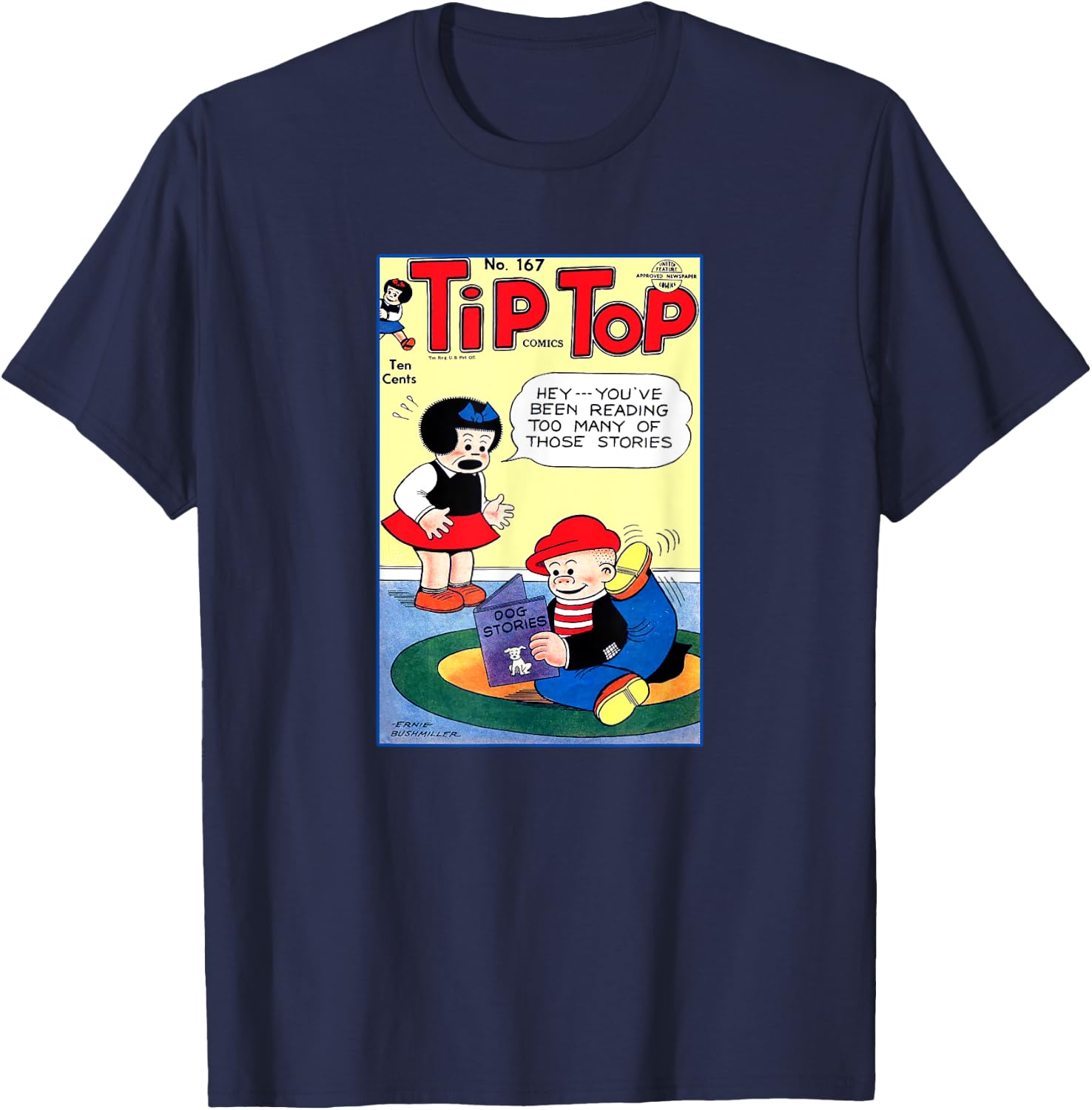 Nancy & Sluggo Comic Cover | Dog Stories Scratching Fleas T-Shirt - T-Shirt | Navy
