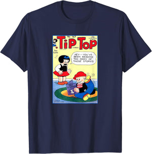 Nancy & Sluggo Comic Cover | Dog Stories Scratching Fleas T-Shirt - T-Shirt | Navy
