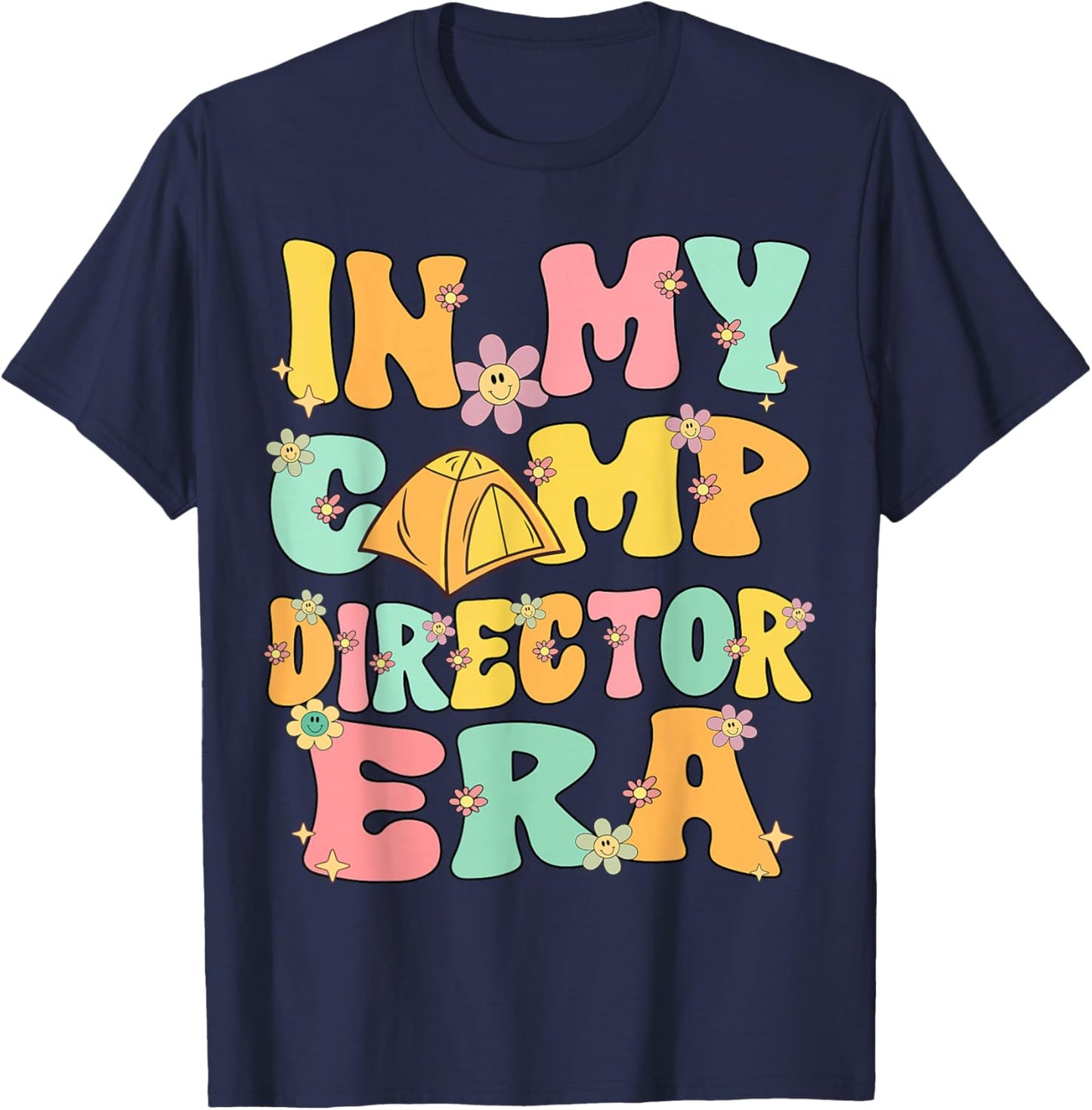 In My Camp Director Era Groovy Retro Summer Camp Director Men Women Kids T-Shirt - T-Shirt | Navy