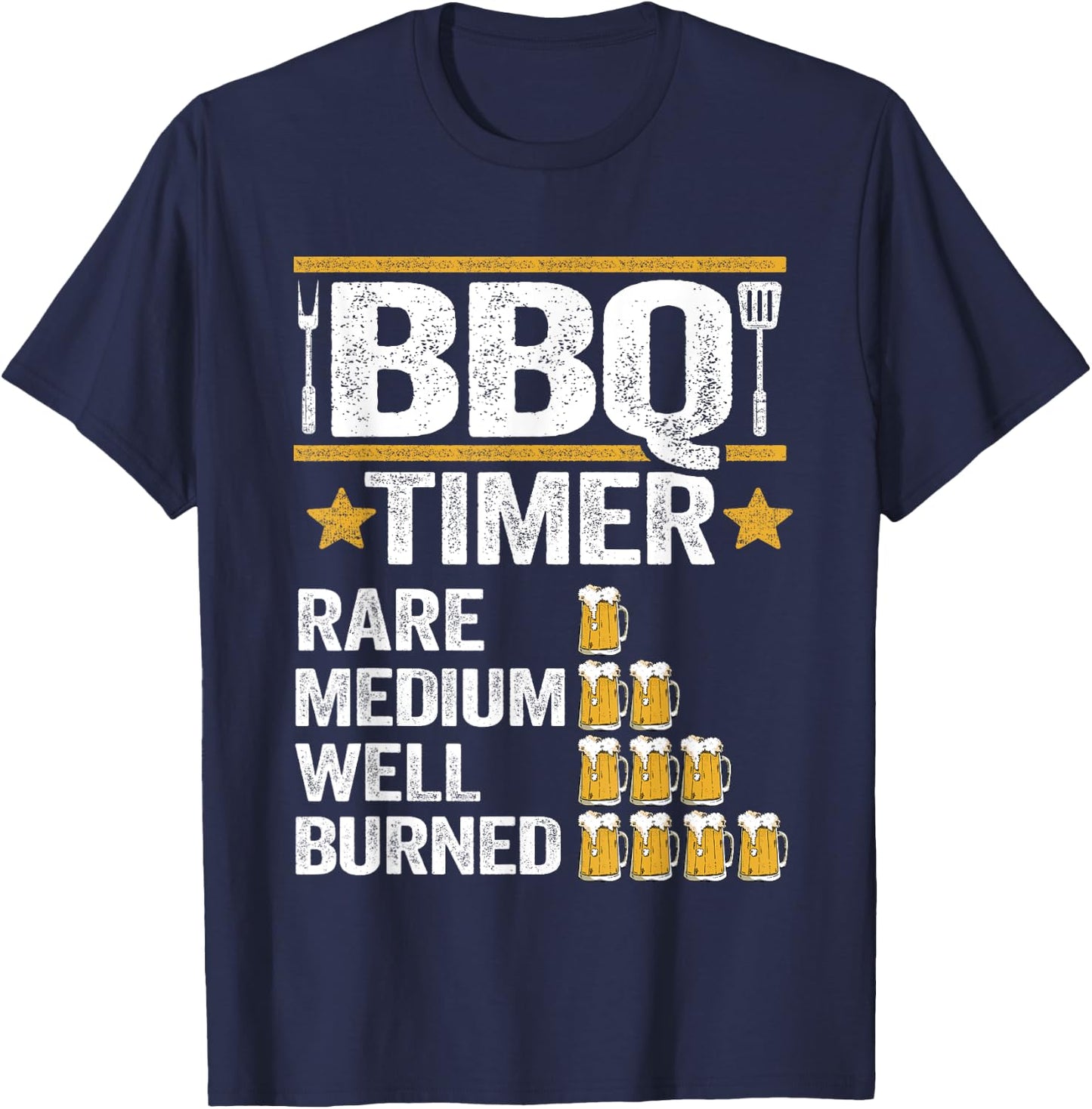 BBQ Timer Grilling Barbecue Smoking Meat Funny Pig Pork Rub T-Shirt - T-Shirt | Navy