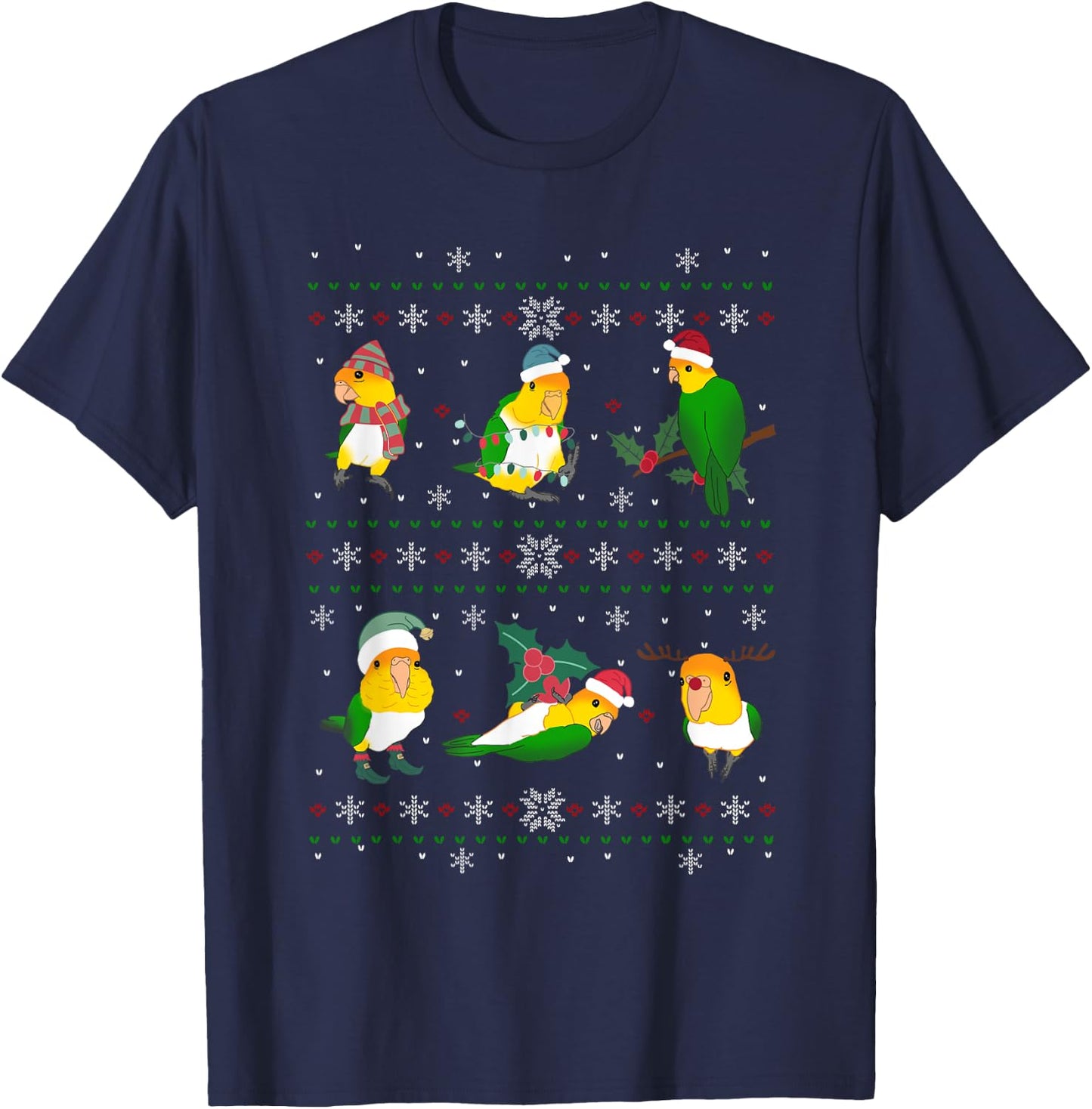 Ugly Christmas Caique Parrot Owner Holidays Birb memes T-Shirt - T-Shirt | Navy