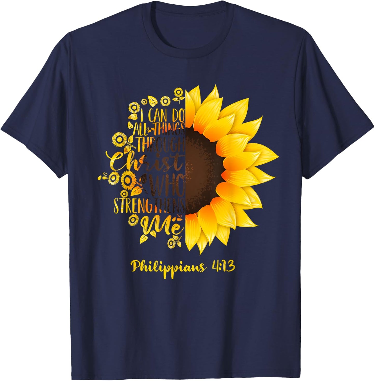 Cute Christian Sunflower Gift | Best Religious Women Moms T-Shirt - T-Shirt | Navy