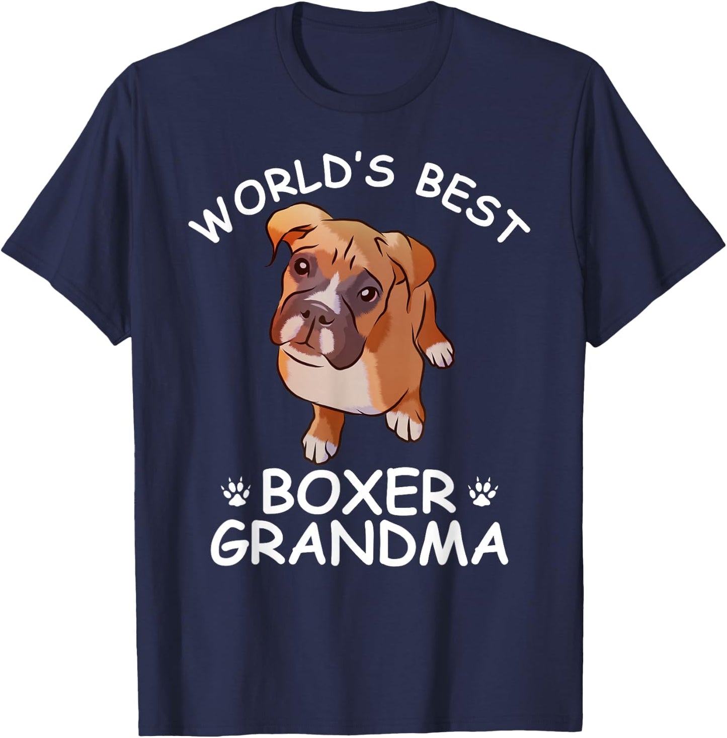 World's Best Boxer Grandma Funny Granddog Dog Lover Cute T-Shirt - T-Shirt | Navy