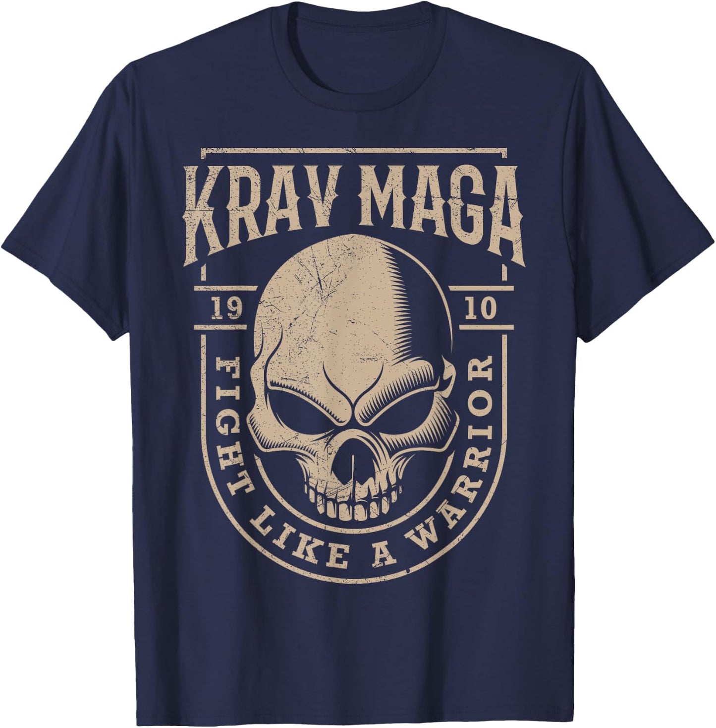 Skull Krav MAGA Warrior - Combat and Self Defense Gift T-Shirt - T-Shirt | Navy