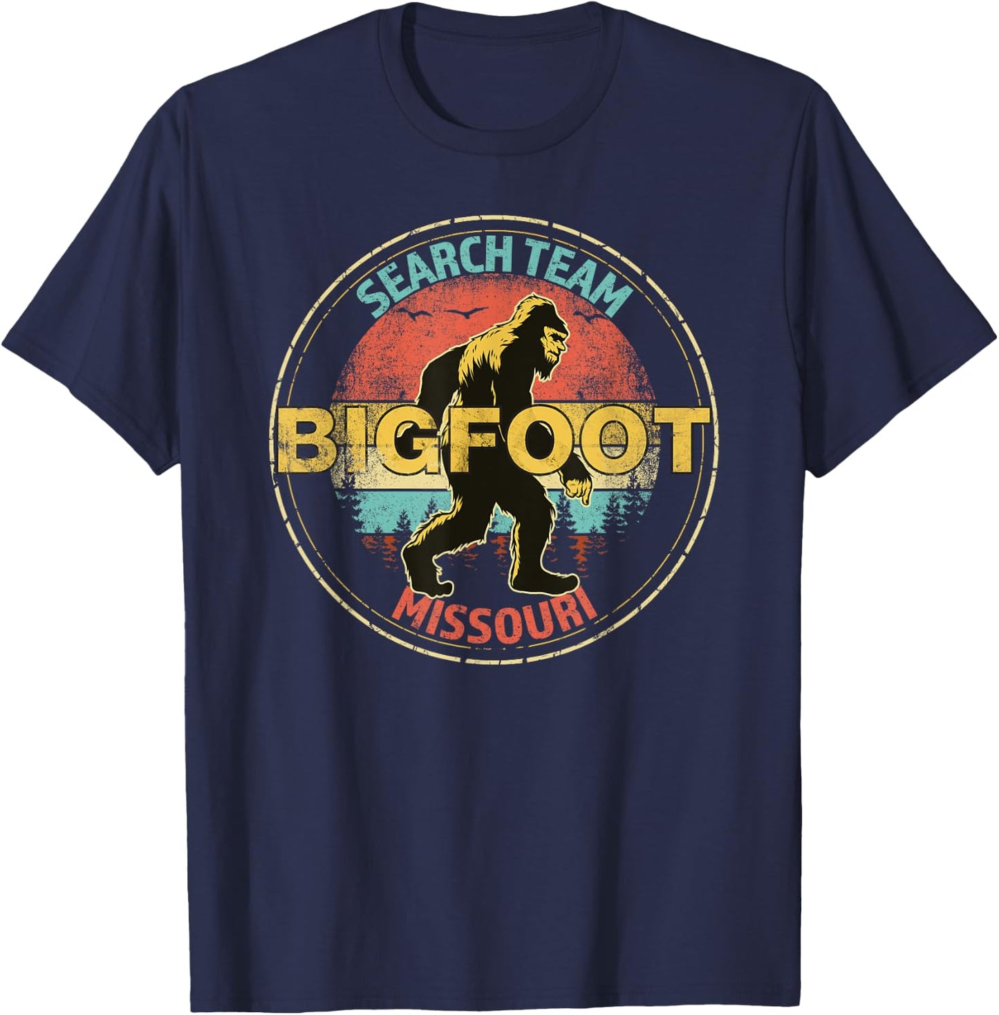 Missouri Bigfoot Search Team Sasquatch Merchandise T-Shirt - T-Shirt | Navy