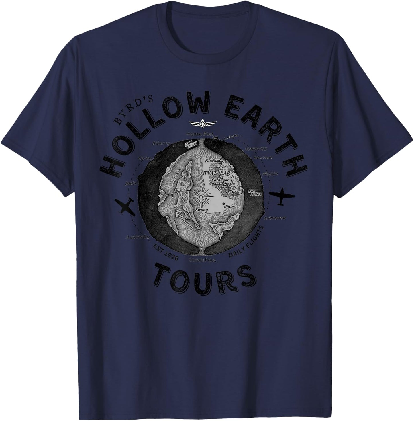 Byrd's Hollow Interior Earth Tours Gift T-Shirt - T-Shirt | Navy