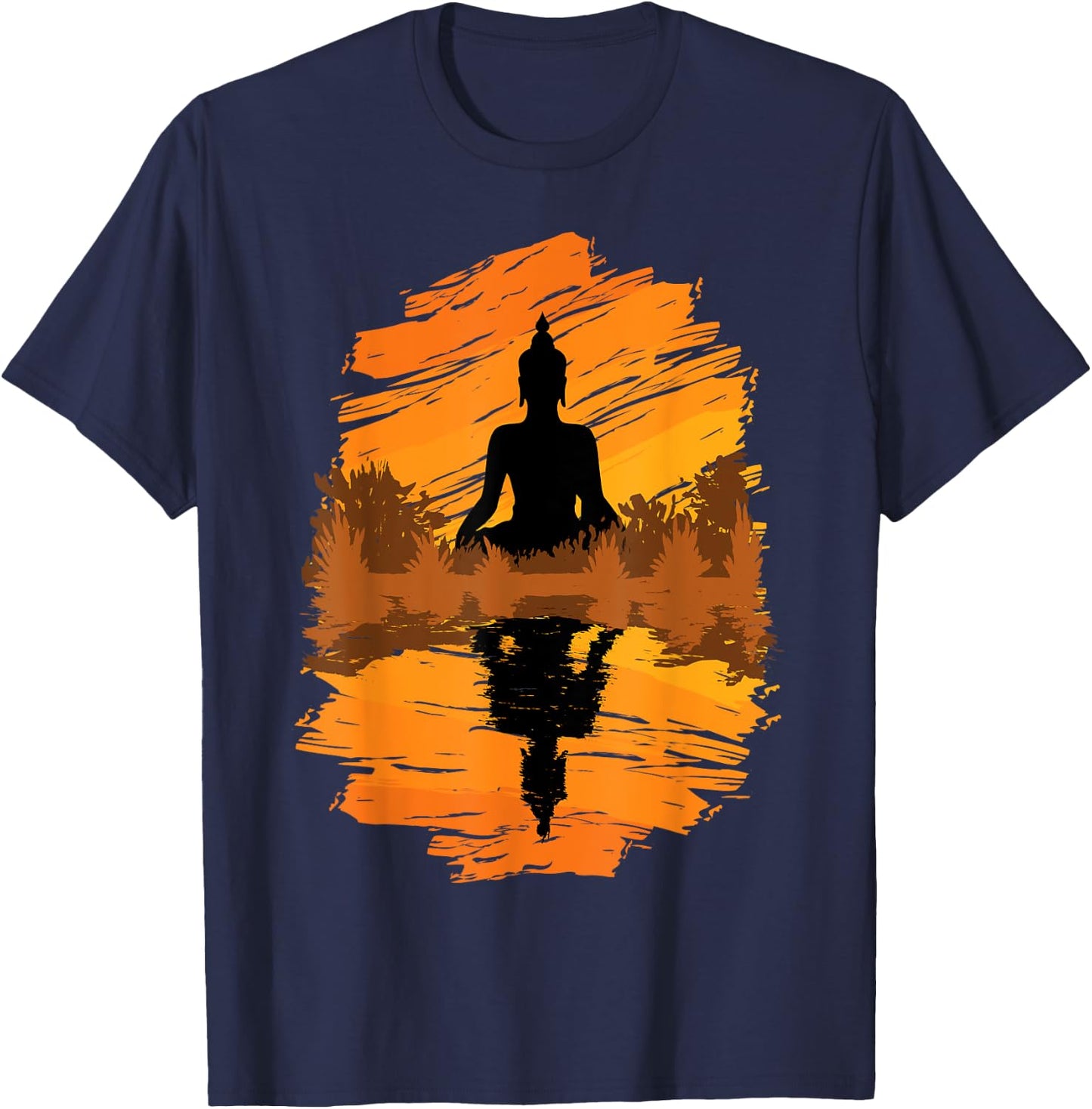 Zen Buddha Spiritual Asian Style Meditation Peace T-Shirt - T-Shirt | Navy