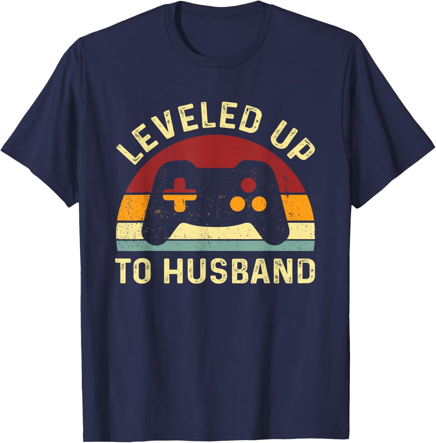 Leveled Up To Husband - Newlywed Groom - Just Married Couple T-Shirt - T-Shirt | Navy