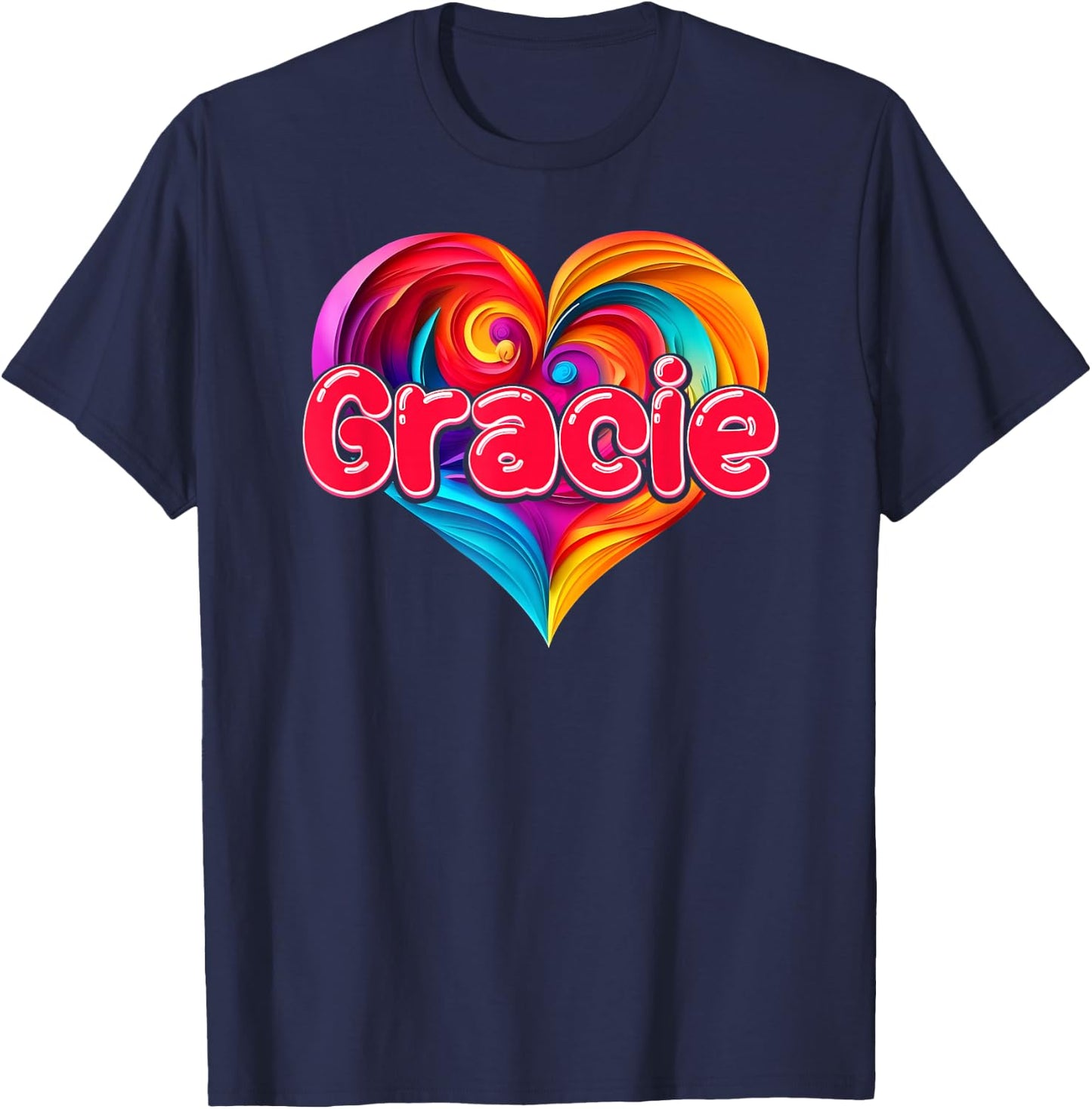 I Heart Love Gracie First Name Colorful Named T-Shirt - T-Shirt | Navy