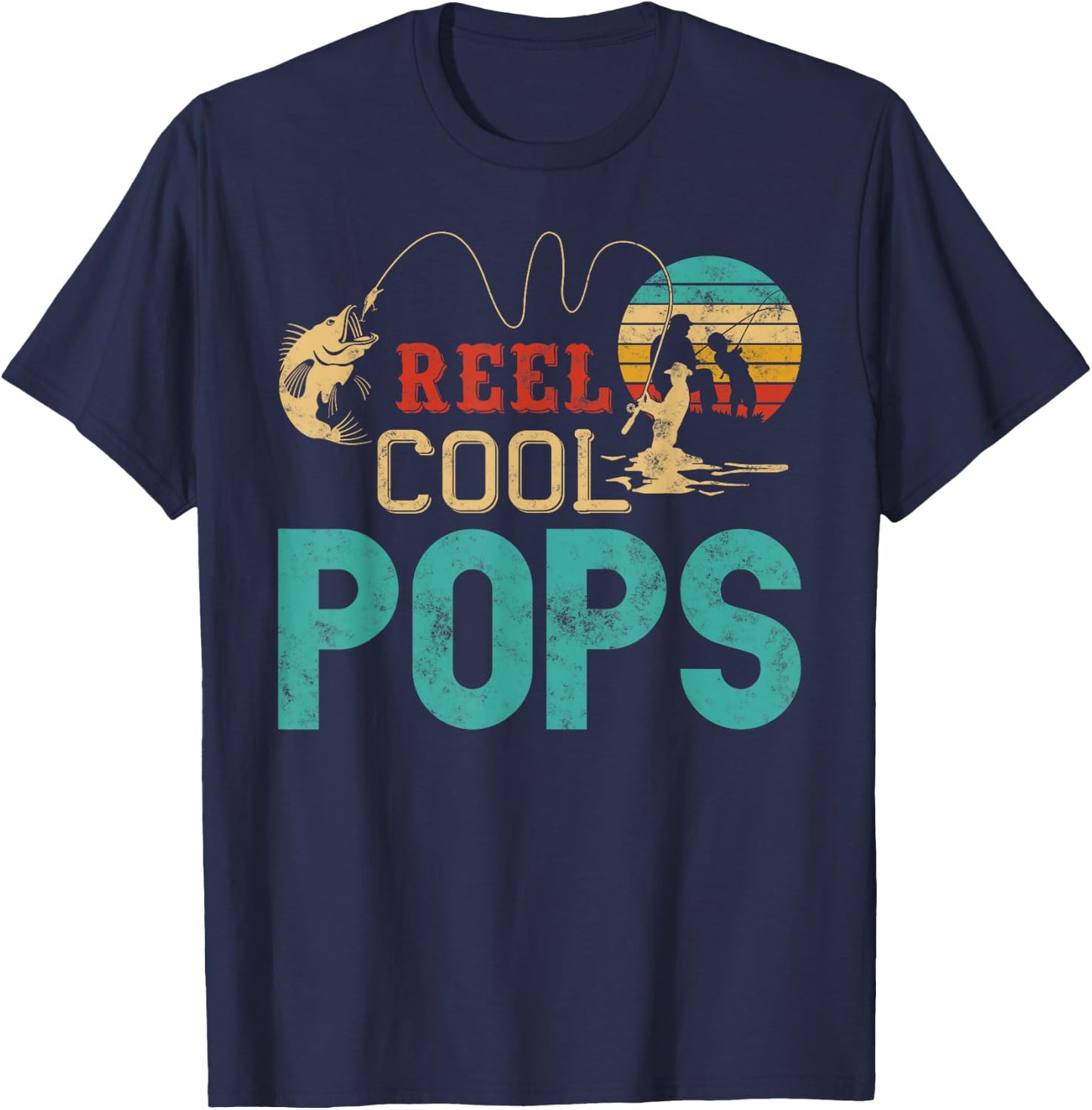 Fishing Reel Cool Pops Father’s Day Gift Fisherman Pops T-Shirt - T-Shirt | Navy