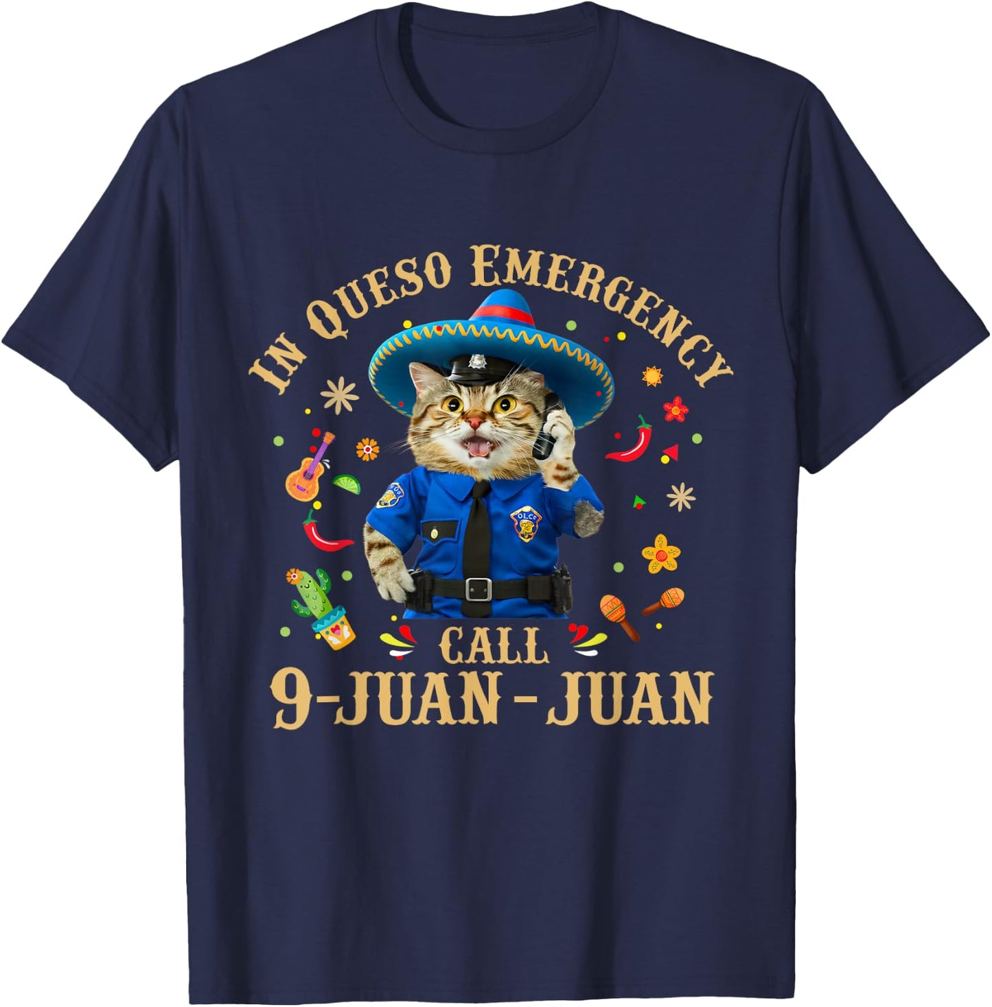 Funny Cinco De Mayo Paramedic Tacos Cat Lover 911 Dispatcher Men Women T-Shirt - T-Shirt | Navy