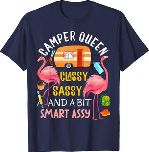 Camper Queen Classy Sassy Smart Assy Cool Camping Gift RV T-Shirt - T-Shirt | Navy