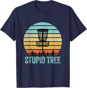 Disc Golf Shirt Funny Stupid Tree Retro Disc Golf Gift T-Shirt - T-Shirt | Navy