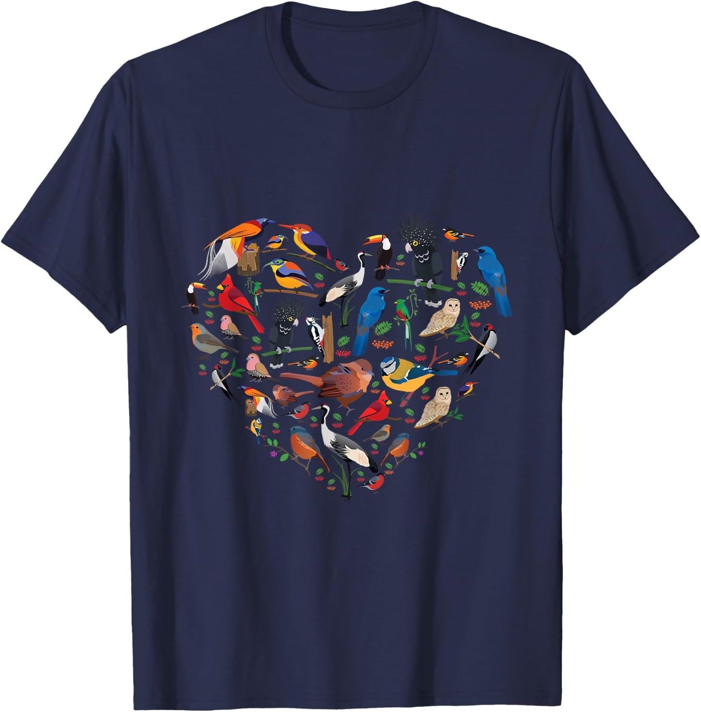 Birds lover heart Bird Watching men women kids T-Shirt - T-Shirt | Navy