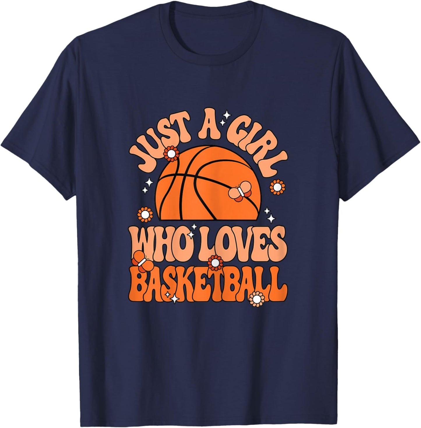 Just A Girl Who Loves Basketball Cute Basketball Lover T-Shirt - T-Shirt | Navy