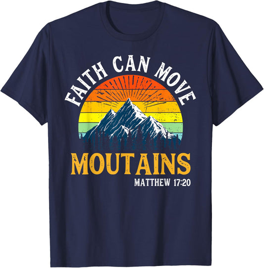 Faith Can Move Moutains Christian Men Women Kids Vintage T-Shirt - T-Shirt | Navy