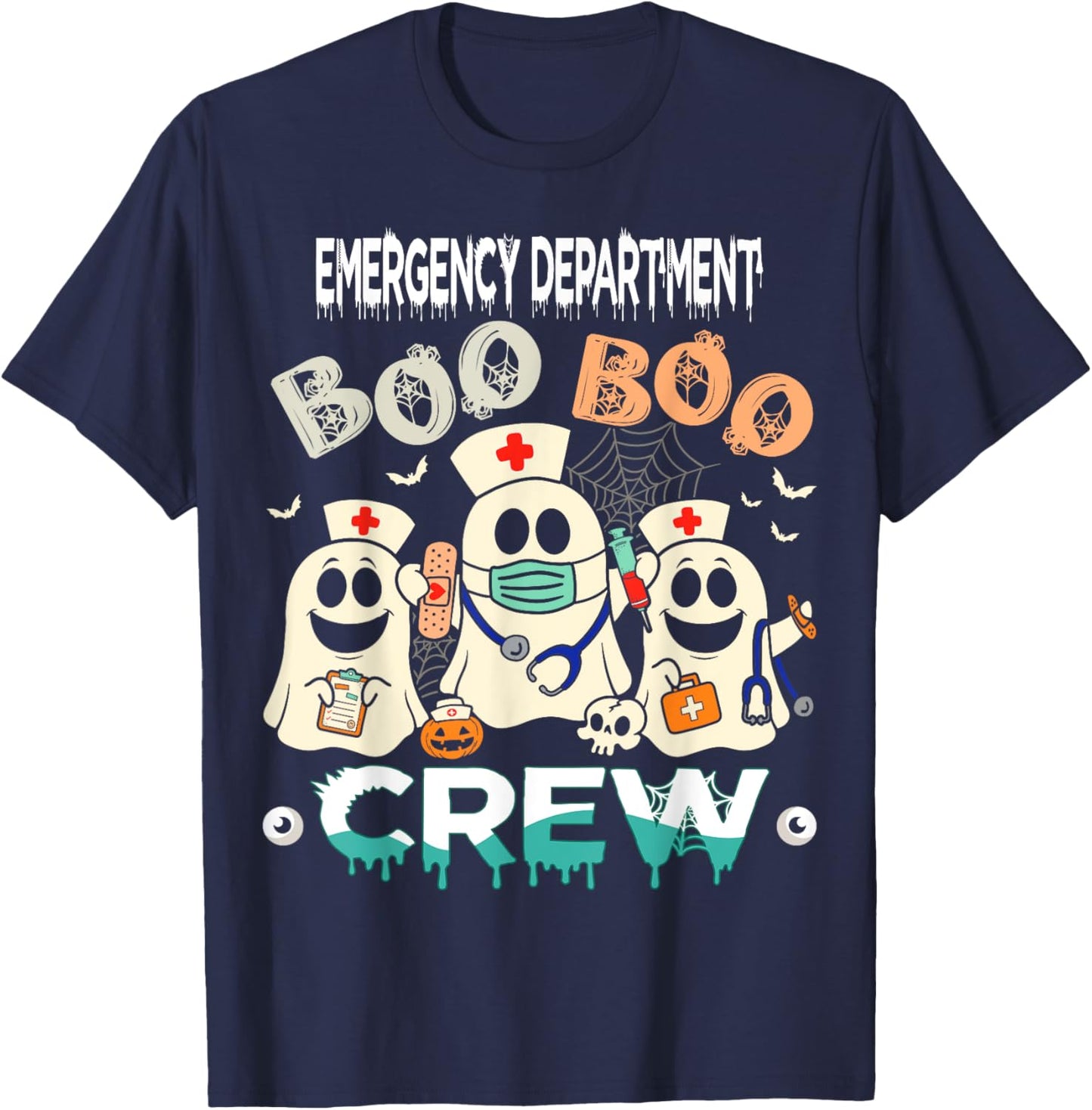 ER Nurse Boo Crew Halloween Emergency Nurse Costume Women T-Shirt - T-Shirt | Navy