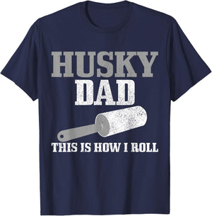 Husky Dad Dog Hair Funny Siberian Husky T-Shirt - T-Shirt | Navy