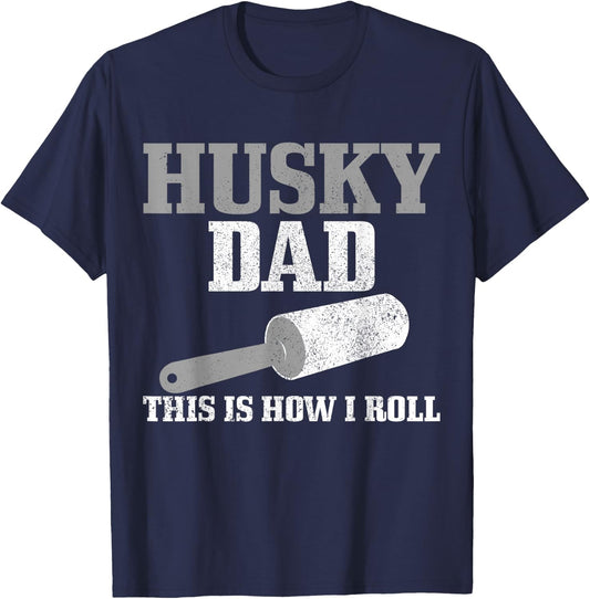 Husky Dad Dog Hair Funny Siberian Husky T-Shirt - T-Shirt | Navy